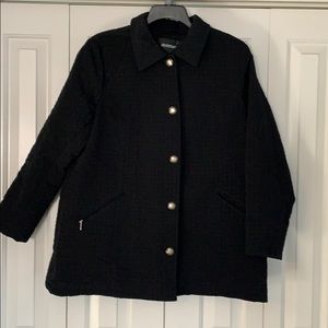 Avenue Black lightweight Coat with Quilted Detail